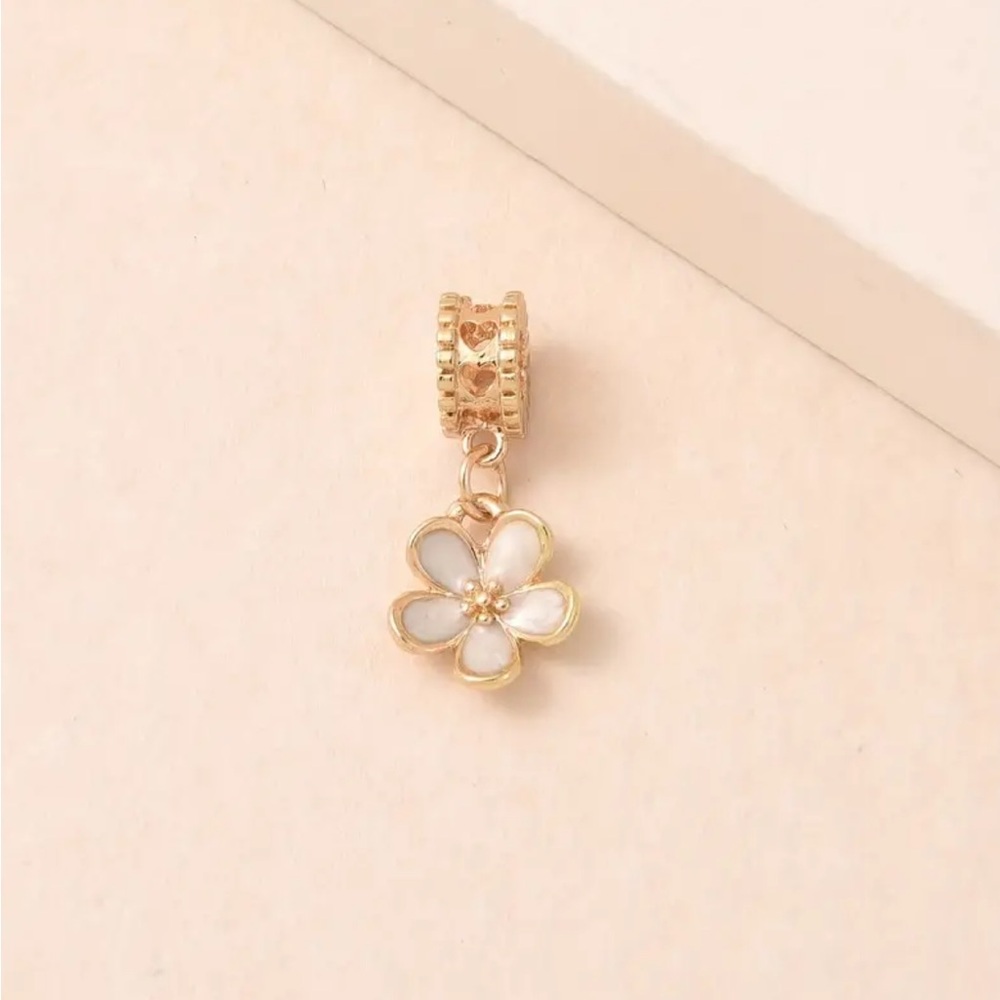 Golden Off-White Cherry Blossom Necklace Pendant